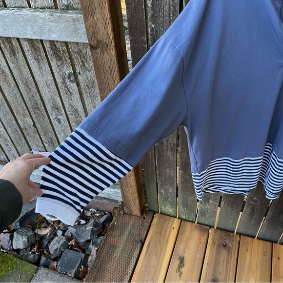 Free People Movement Side To Side Layer Oversized Long Sleeve Top In Blue Sz L - Picture 4 of 12